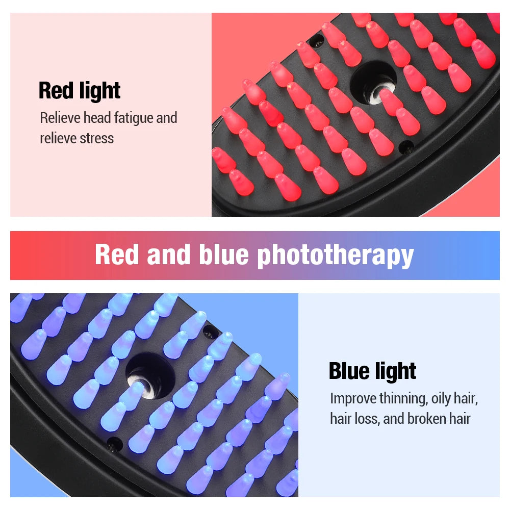 Sonic Vibration Scalp Massager Light Therapy Head Massage Comb anti Hair Loss Anion Spray Hair Growth Brush Stress Relief