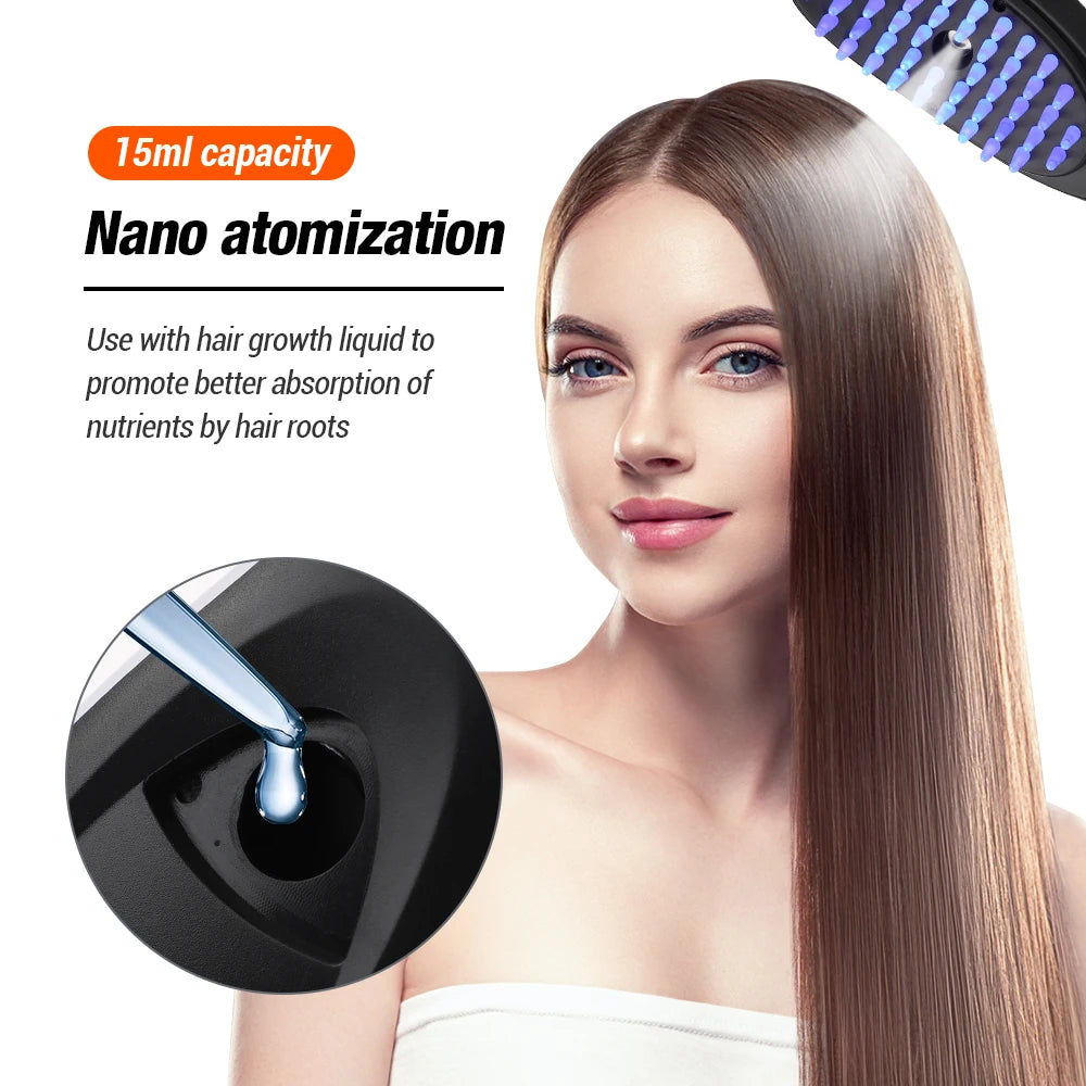 Sonic Vibration Scalp Massager Light Therapy Head Massage Comb anti Hair Loss Anion Spray Hair Growth Brush Stress Relief